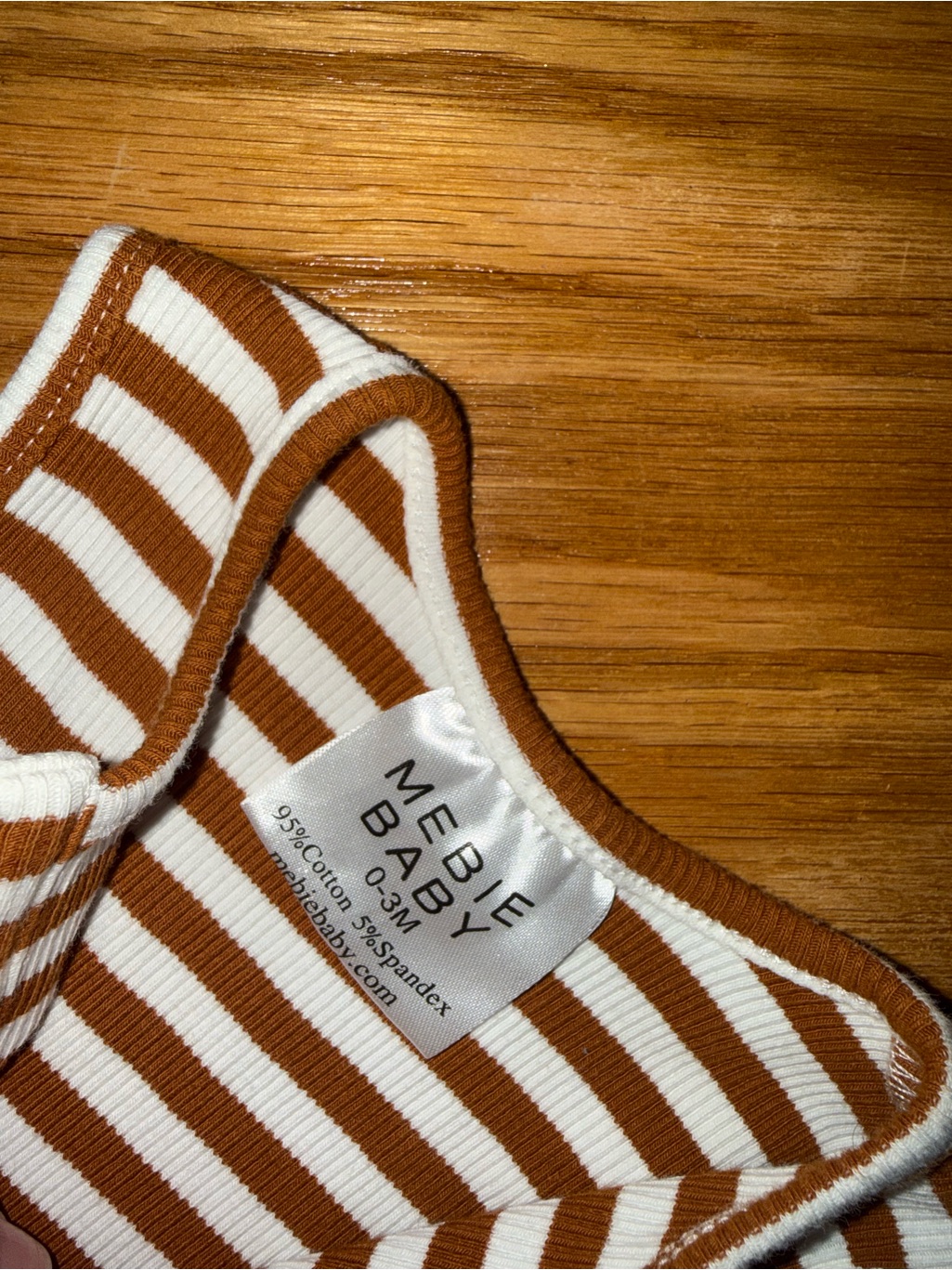 Mebie Baby Striped Sleeveless Baby Romper - Brown & White — image 3 of 5